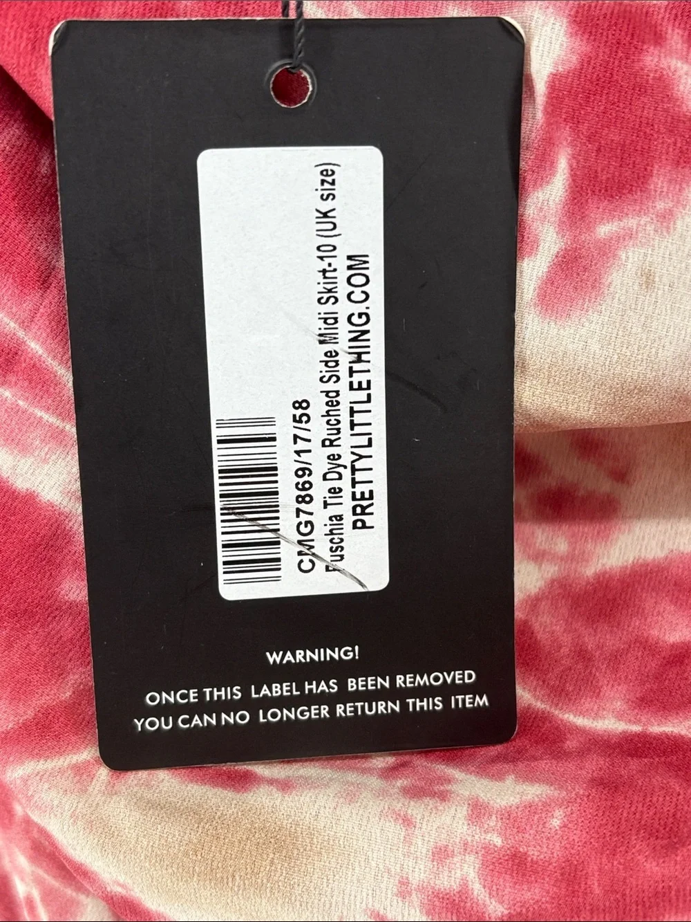 PrettyLittleThing Fuchsia Tie Dye Ruched Side Midi Skirt Size 6--NWT